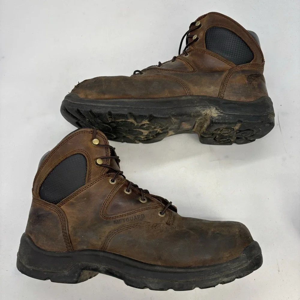 Red Wing 4421 Safety Steal Toe Boots Mens 10 EE 2E Brown Metguard 6